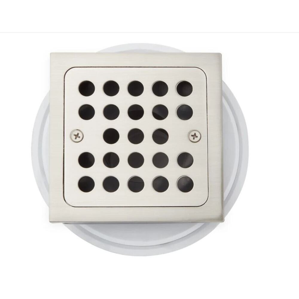 Signature Hardware Menlo 4-1/2 Square Shower Drain Brushed Nickel NEW Open Box